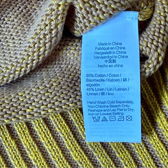 J.Crew Relaxed Beach Knit Sweater Maize Yellow Medium Linen Cotton - Picture 7 of 8